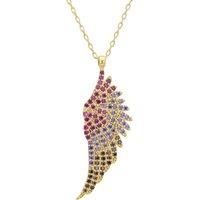Large Angel Wing Necklace Multicoloured Gold