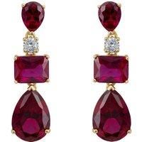 Latelita Valentina Drop Earrings: Gold-Plated 925 Sterling Silver with Three Rubies - Classic Pear-Shaped and Rectangular Cut - Versatile and Stylish Accessory for Women