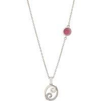 Zodiac Birthstone Cancer Necklace Ruby Silver
