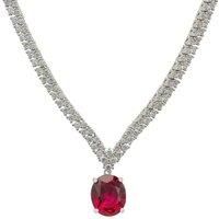 Garbo Oval Gemstone Tennis Necklace Ruby Silver