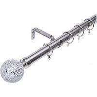 Crackle Glass Ball Finials 28 mm Extendable Curtain Poles Rods Voiles, Antique Brass 90 - 160 cm