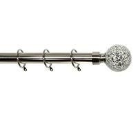 Kestral Crackle Glass Ball Finials 28 mm Extendable Curtain Poles Rods Voiles, Black Nickel 120-210 cm