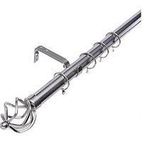 Kestral Palermo Cage Finial 28 mm Extendable Metal Curtain Pole Rods Voile Easy Fitting, Antique Brass 120-210 cm