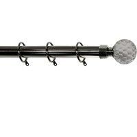 Crystal Affect Finial 28 mm Extendable Metal Curtain Pole Rods Voile Easy Fitting, Smoke 90-160 cm