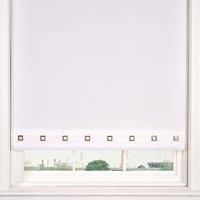 Lister Cartwright Square Eyelet Roller Blinds Easy Fit Child Safety Cut To Size Fixing Inc, White 150X165CM
