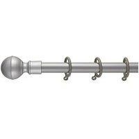 Ball Finial Extendable Curtain Pole &Ndash; Satin Steel