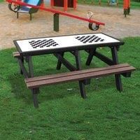 NBB Recycled Furniture NBB Double Chess Activity Top Recycled Plastic Table with Benches - Brown
