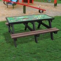 NBB Recycled Furniture NBB Green Cross Code Activity Top Recycled Plastic Table with Benches - Brown