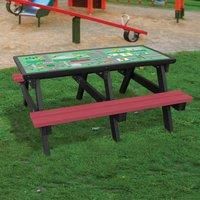 NBB Recycled Furniture NBB Green Cross Code Activity Top Recycled Plastic Table with Benches - Cranberry Red