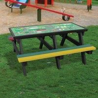 NBB Recycled Furniture NBB Green Cross Code Activity Top Recycled Plastic Table with Benches - Multi-Coloured