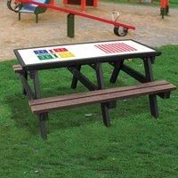 NBB Recycled Furniture NBB Ludo/4-In-A-Row Activity Top Recycled Plastic Table with Benches - Brown