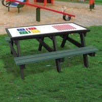 NBB Recycled Furniture NBB Ludo/4-In-A-Row Activity Top Recycled Plastic Table with Benches - Green
