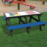 NBB Recycled Furniture NBB Ludo/4-In-A-Row Activity Top Recycled Plastic Table with Benches - Blue