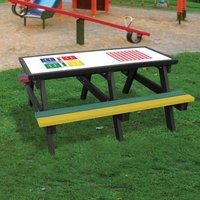NBB Recycled Furniture NBB Ludo/4-In-A-Row Activity Top Recycled Plastic Table with Benches - Multi-Coloured