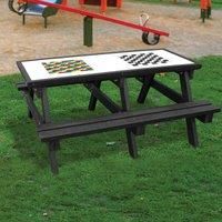 NBB Recycled Furniture NBB Snakes & Ladders/Draughts Activity Top Recycled Plastic Table with Benches - Black