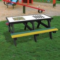 NBB Recycled Furniture NBB Snakes & Ladders/Draughts Activity Top Recycled Plastic Table with Benches - Multi-Coloured