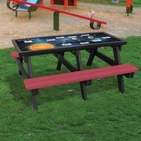 NBB Recycled Furniture NBB Solar System Activity Top Recycled Plastic Table with Benches - Cranberry Red