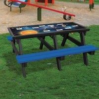 NBB Recycled Furniture NBB Solar System Activity Top Recycled Plastic Table with Benches - Blue