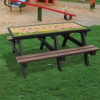 NBB Recycled Furniture NBB ABC Activity Top Recycled Plastic Table with Benches  Brown