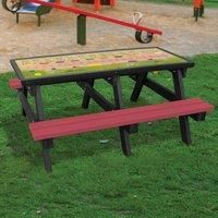 NBB Recycled Furniture NBB ABC Activity Top Recycled Plastic Table with Benches - Cranberry Red