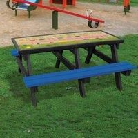 NBB Recycled Furniture NBB ABC Activity Top Recycled Plastic Table with Benches - Blue