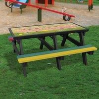 NBB Recycled Furniture NBB ABC Activity Top Recycled Plastic Table with Benches - Multi-Coloured