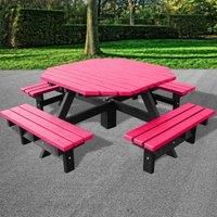 NBB Recycled Furniture NBB Junior 200cm Octagonal Recycled Plastic Picnic Table - Cranberry Red