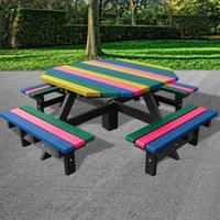 NBB Recycled Furniture NBB Junior 200cm Octagonal Recycled Plastic Picnic Table - Multi-Coloured