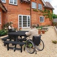 NBB Recycled Furniture NBB Recycled Plastic Octagonal Picnic Table with one Wheelchair Space - Black