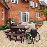 NBB Recycled Furniture NBB Recycled Plastic Octagonal Picnic Table with one Wheelchair Space  Brown
