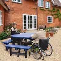 NBB Recycled Furniture NBB Recycled Plastic Octagonal Picnic Table with one Wheelchair Space - Blue