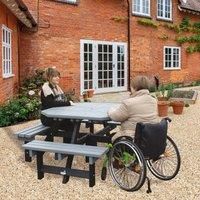 NBB Recycled Furniture NBB Recycled Plastic Octagonal Picnic Table with one Wheelchair Space - Grey