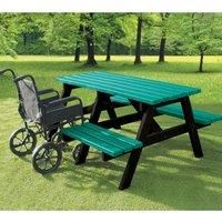 NBB Recycled Furniture NBB A-Frame Wheelchair Access Recycled Plastic Picnic Table - Green