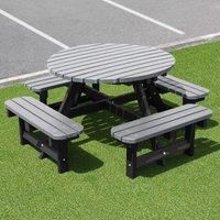 NBB Recycled Furniture NBB Recycled Plastic Round 200cm Picnic Table - Grey, Grey
