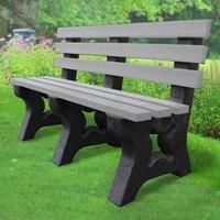 NBB Recycled Furniture NBB Recycled Plastic 2-3 Person Park Seat With Back - Grey