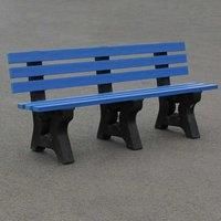 NBB Recycled Furniture NBB Recycled Plastic 3-4 Person Park Seat With Back - Blue