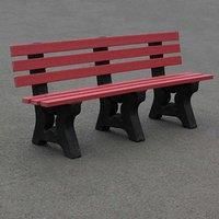 NBB Recycled Furniture NBB Recycled Plastic 3-4 Person Park Seat With Back - Cranberry