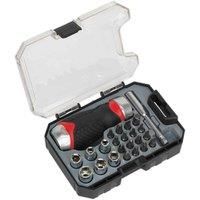 Sealey AK64906 Fine Tooth Stubby Ratchet Screwdriver and Accessory Set, 24 Pieces