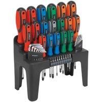 Sealey 44 PIECE Screwdriver, Hex Key & Bit Set Magnetised Tips With Stand S01090
