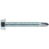 Sealey Self Drilling Screw 6.3 x 50mm Hex Head Zinc DIN 7504K Pack of 100 - SDHX