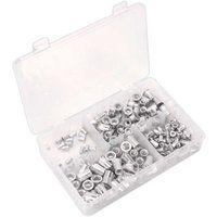 Sealey AB073TI Splined Metric Splined and Threaded Rivet Nut Assortment, M4-M8, Silver, 200 Pieces