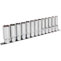 SEALEY 13PC SOCKET SET 1/2" SQ DRIVE DEEP LOCK ON GRIP 6PT METRIC AK2745