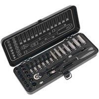 Sealey AK7970 Premier Socket Set 32pc 1/4" 6pt WallDrive Metric Black Series