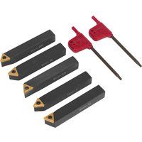 Sealey SM3025CS2 Indexable Lathe Turning Tool Set, 8mm, 5 Pieces