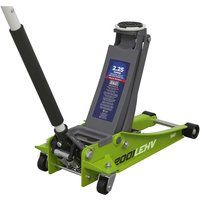 Sealey 2001LEHV 2tonne Low Entry Trolley Jack with Rocket Lift Hi-Vis Green