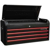Sealey Topchest 4 Drawer Wide Retro Style - Black with Red Anodised Drawer Pulls