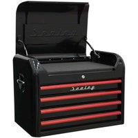 Top chest 4 Drawer Retro Style  Black with Red Drawer Pulls   SealeyAP28104BR