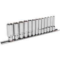 Sealey AK2747 Deep Lock-On Socket Set, 1/4" Square Drive, 6PT Metric, 13 Pieces