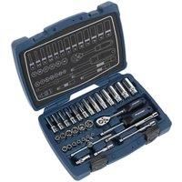 Sealey AK8990 Walldrive Metric Socket Set, 1/4" Square Drive, 6PT, 33 Pieces