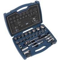 Sealey Socket Set WallDrive Metric 8-32mm 26pc 1/2" Drive Ratchet Handle Premier